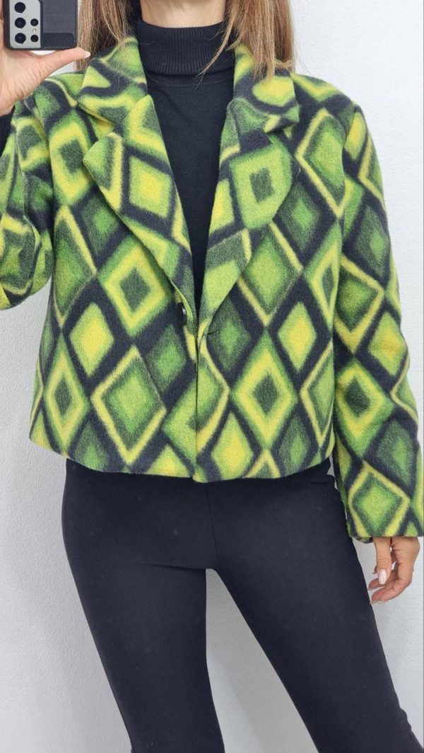 Jacheta scurta cu imprimeuri Lena verde