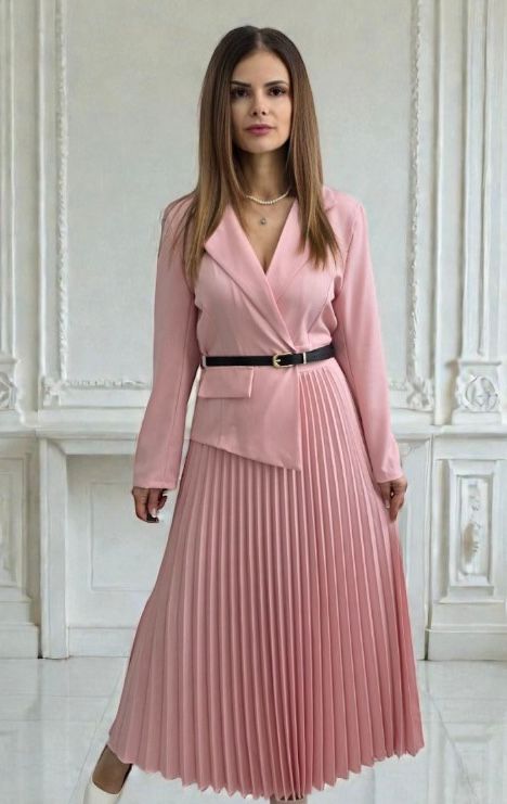 Rochie plisata cu sacou Sorelle roz