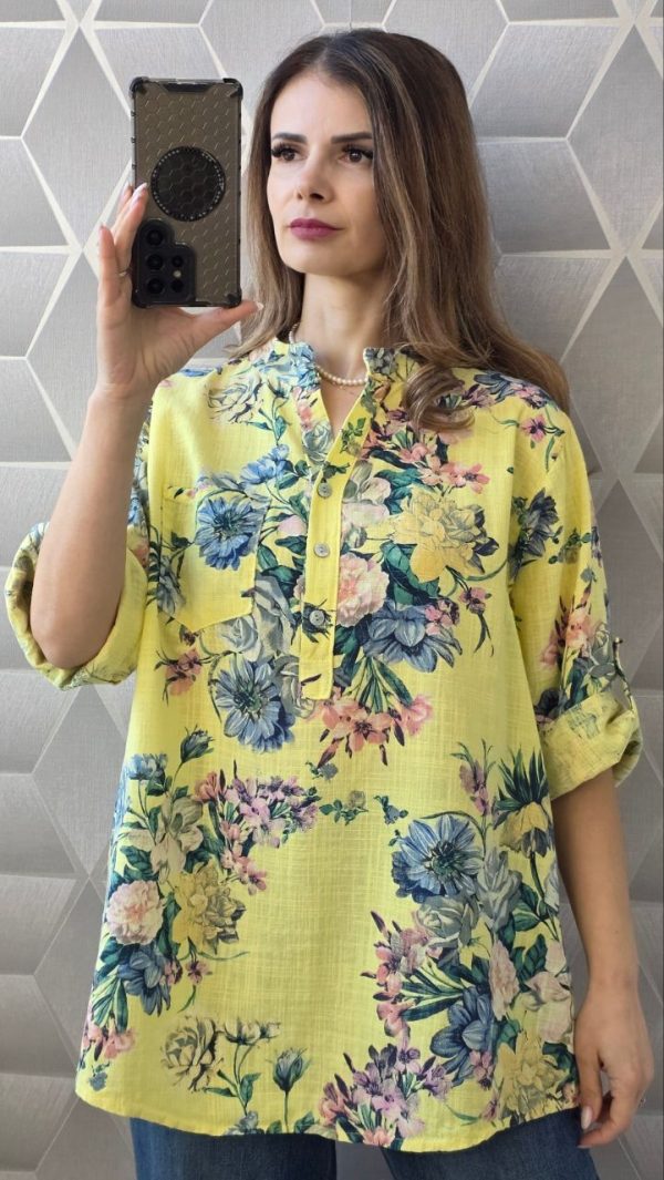 Camasa din bumbac cu imprimeuri florale Kira