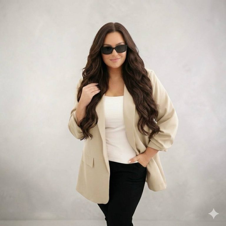Sacou croi larg cu maneci incretite XL/XXL - S2 bej