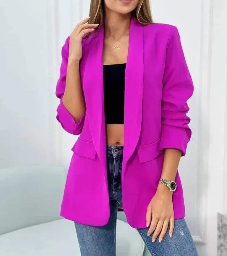 Sacou cu maneci incretite Grace magenta