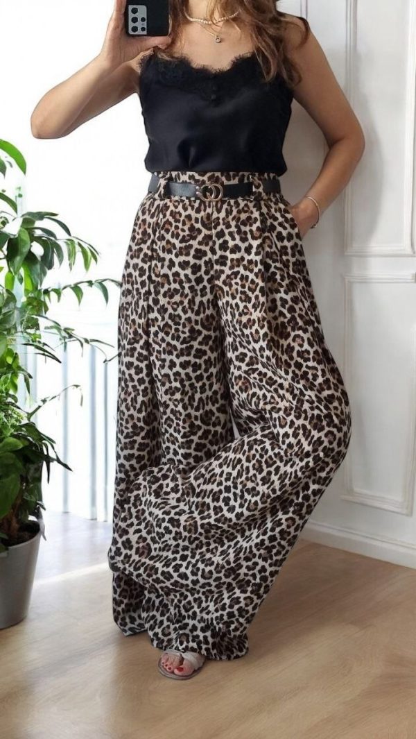 Pantaloni vaporosi animal-print Wild