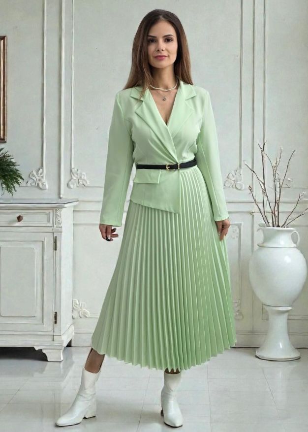 Rochie plisata cu sacou Sorelle verde