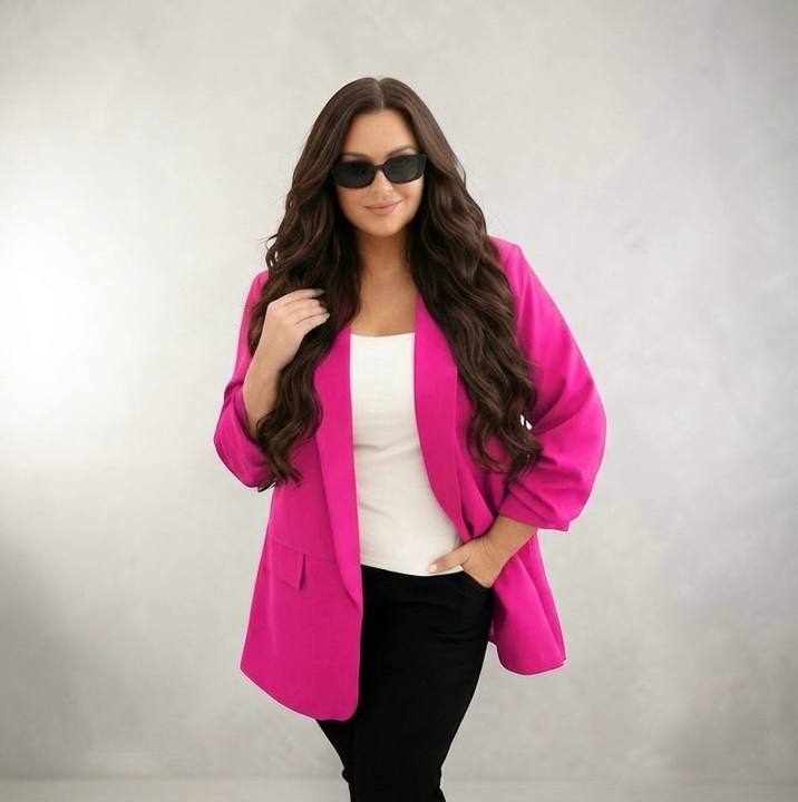 Sacou croi larg cu maneci incretite XL/XXL - S4 roz fucsia