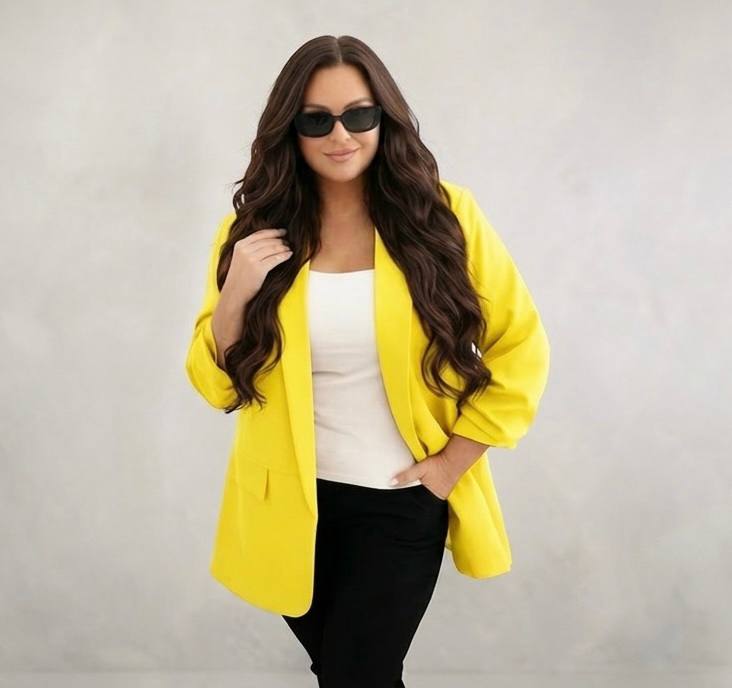 Sacou croi larg cu maneci incretite XL/XXL - S5 galben