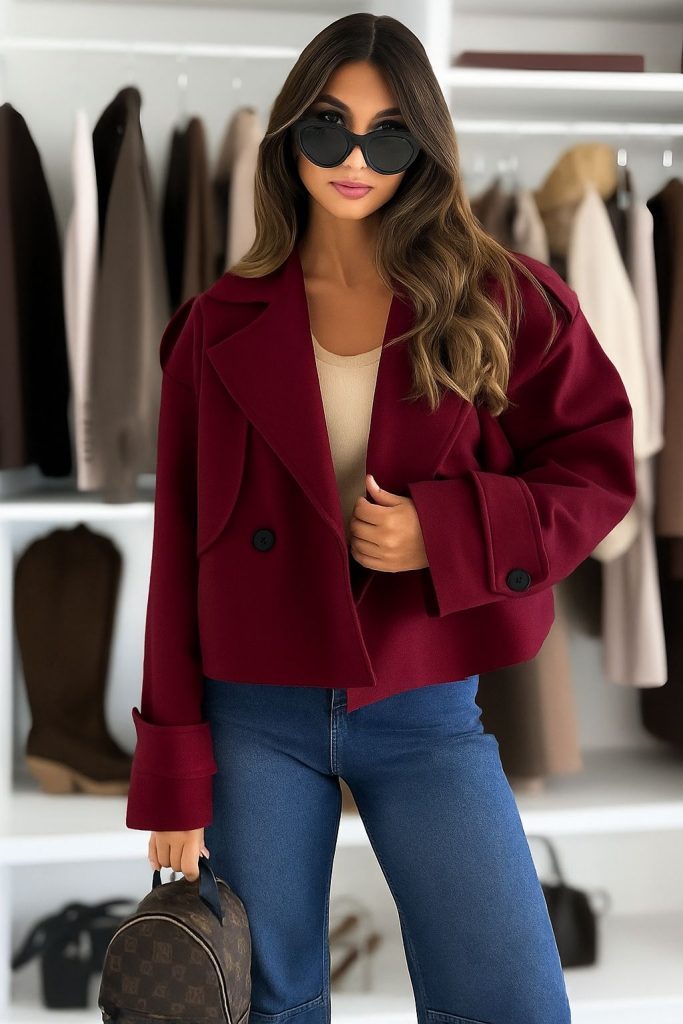 Jacheta scurta Comfort Fit bordo