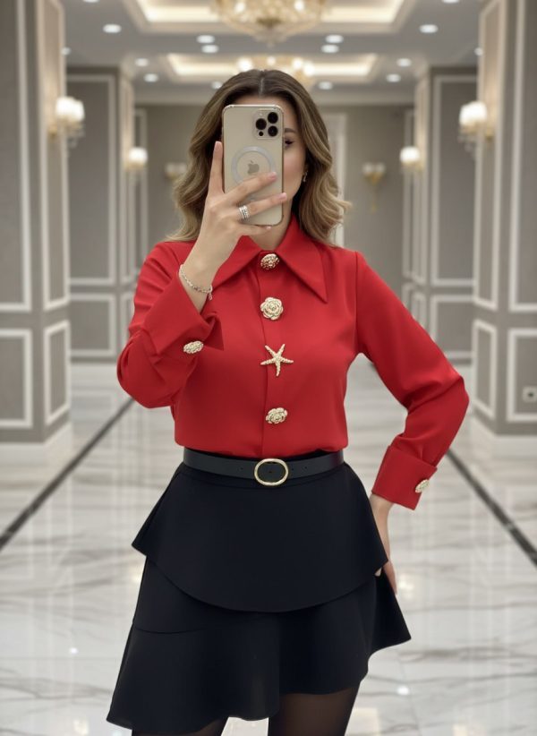 Camasa cu nasturi supradimesionati Berta rosu