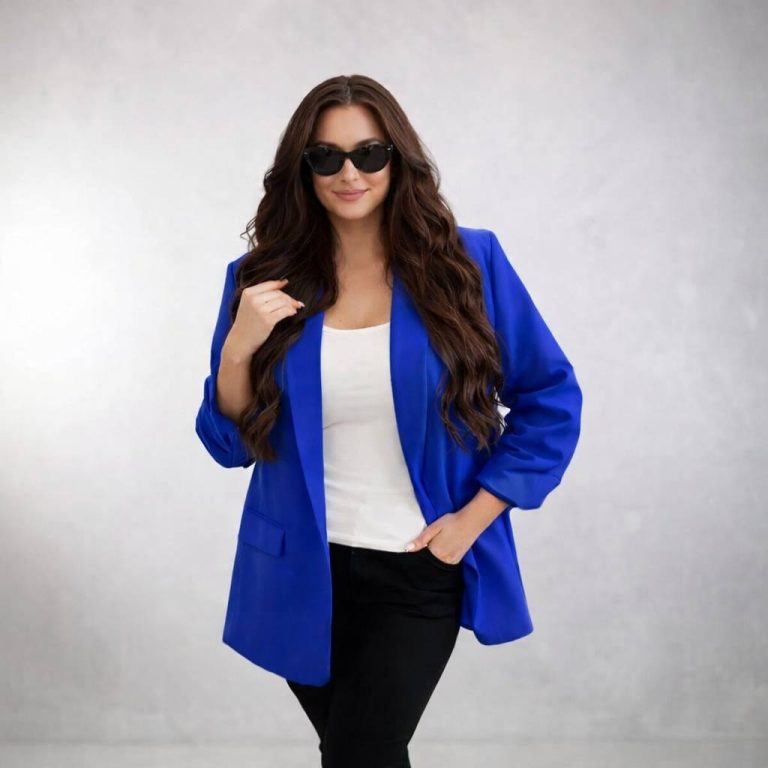 Sacou croi larg cu maneci incretite XL-XXL - S7 albastru regal