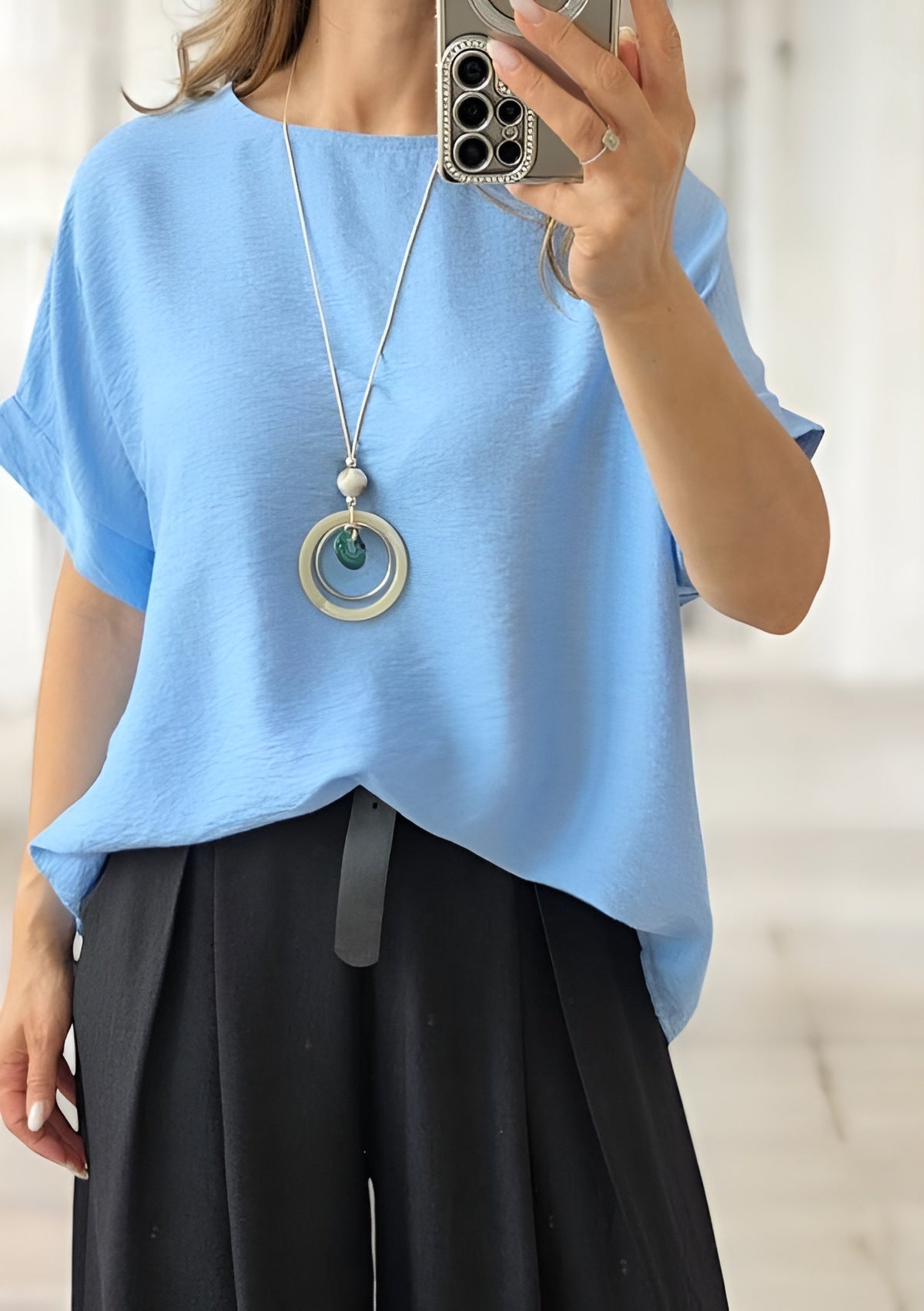 Bluza din vascoza Kate albastru
