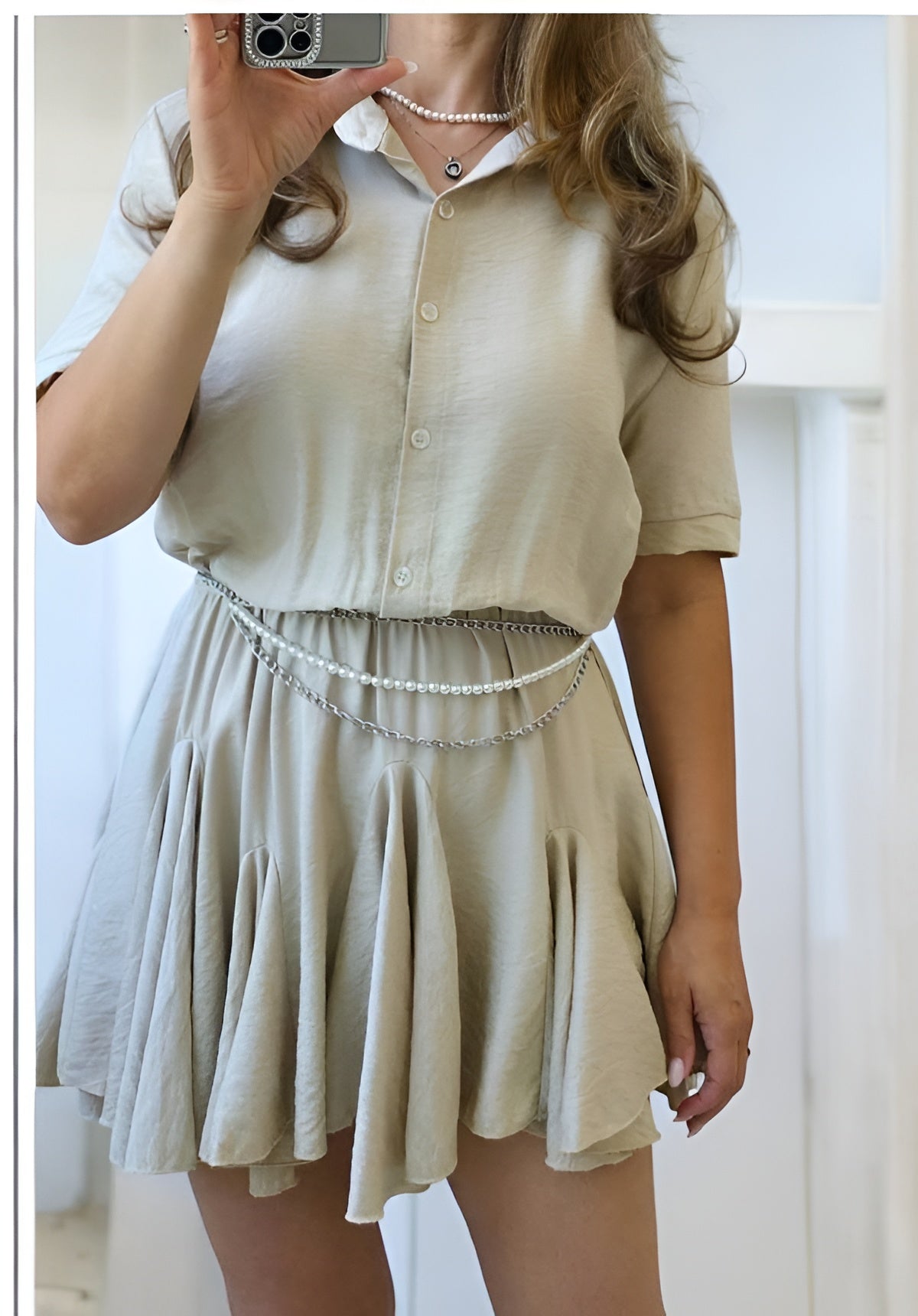 Rochie din vascoza Tiffany bej