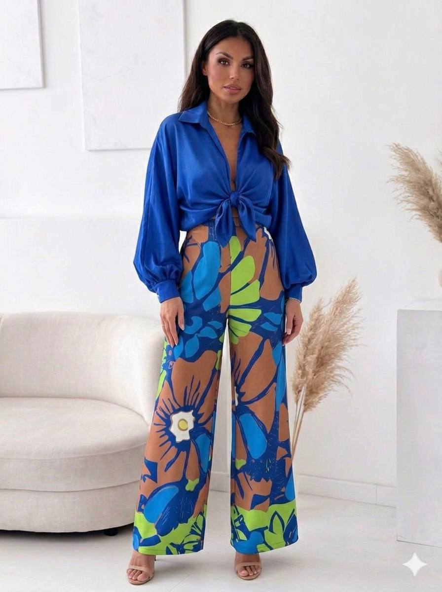 Compleu din satin Lexy albastru