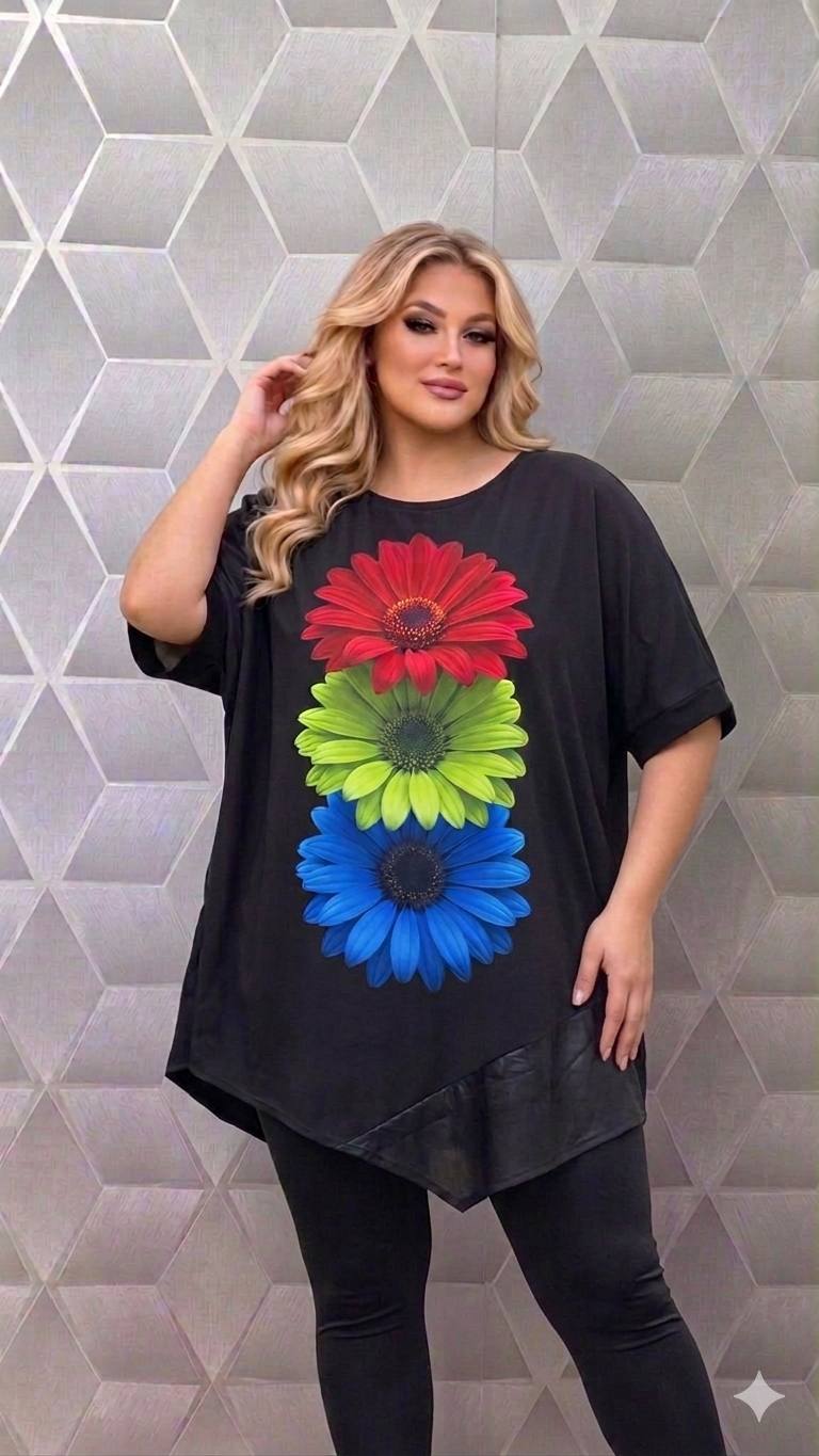 Bluza asimetrica cu maneca scurta pe croi larg Alice