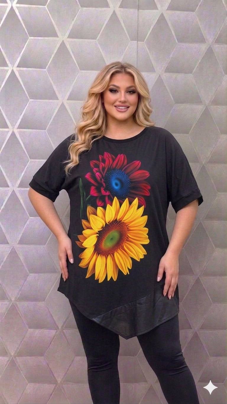 Bluza asimetrica cu maneca scurta pe croi larg Alice