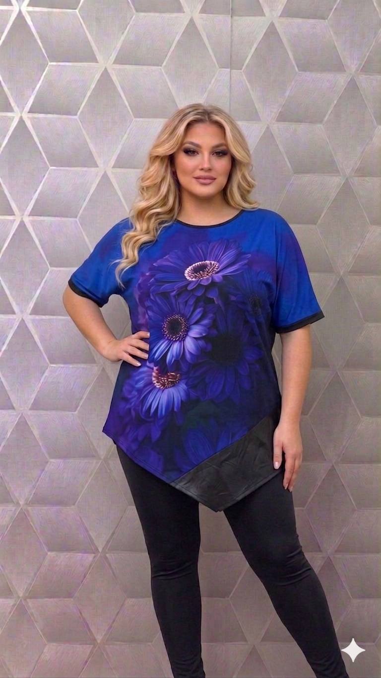 Bluza asimetrica cu maneca scurta pe croi larg Alice