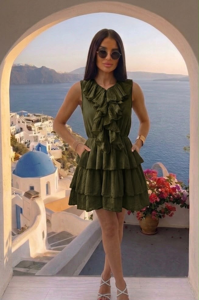 Rochie din bumbac fin Olivia kaki