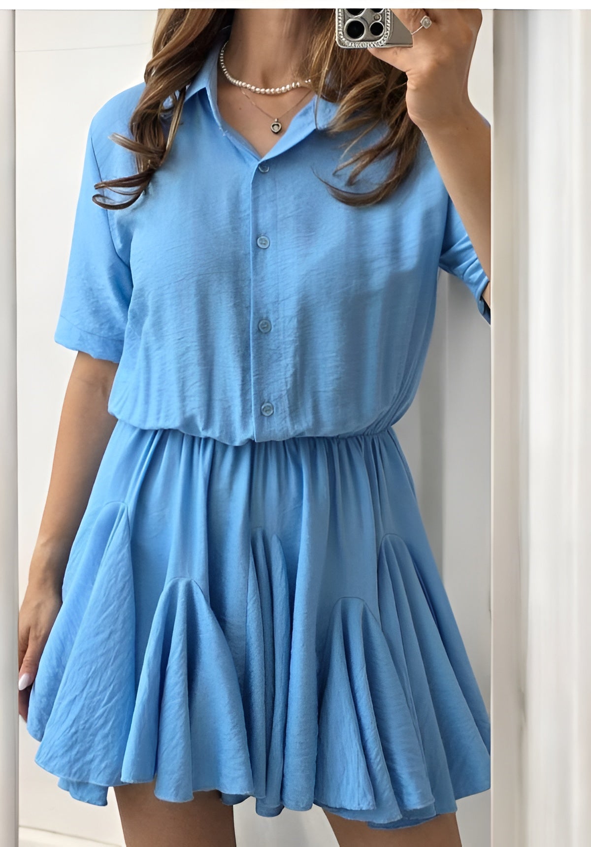 Rochie din vascoza Tiffany bleu