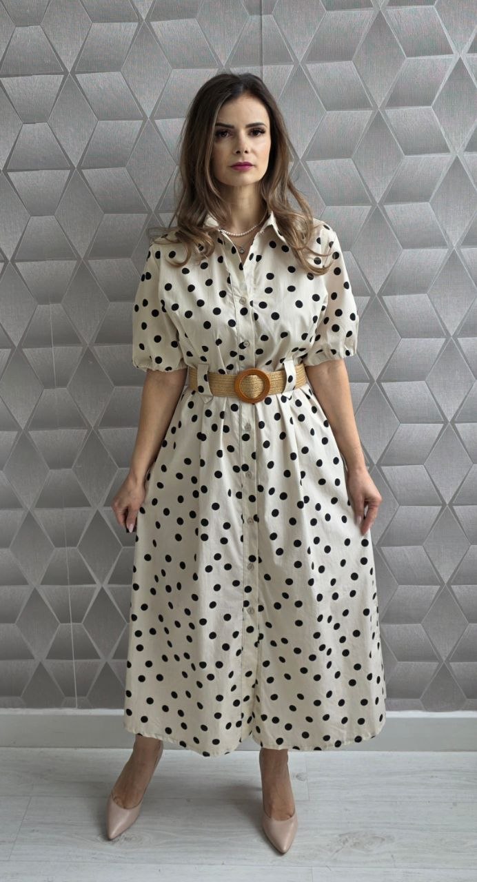 Rochie din bumbac Eleanor bej