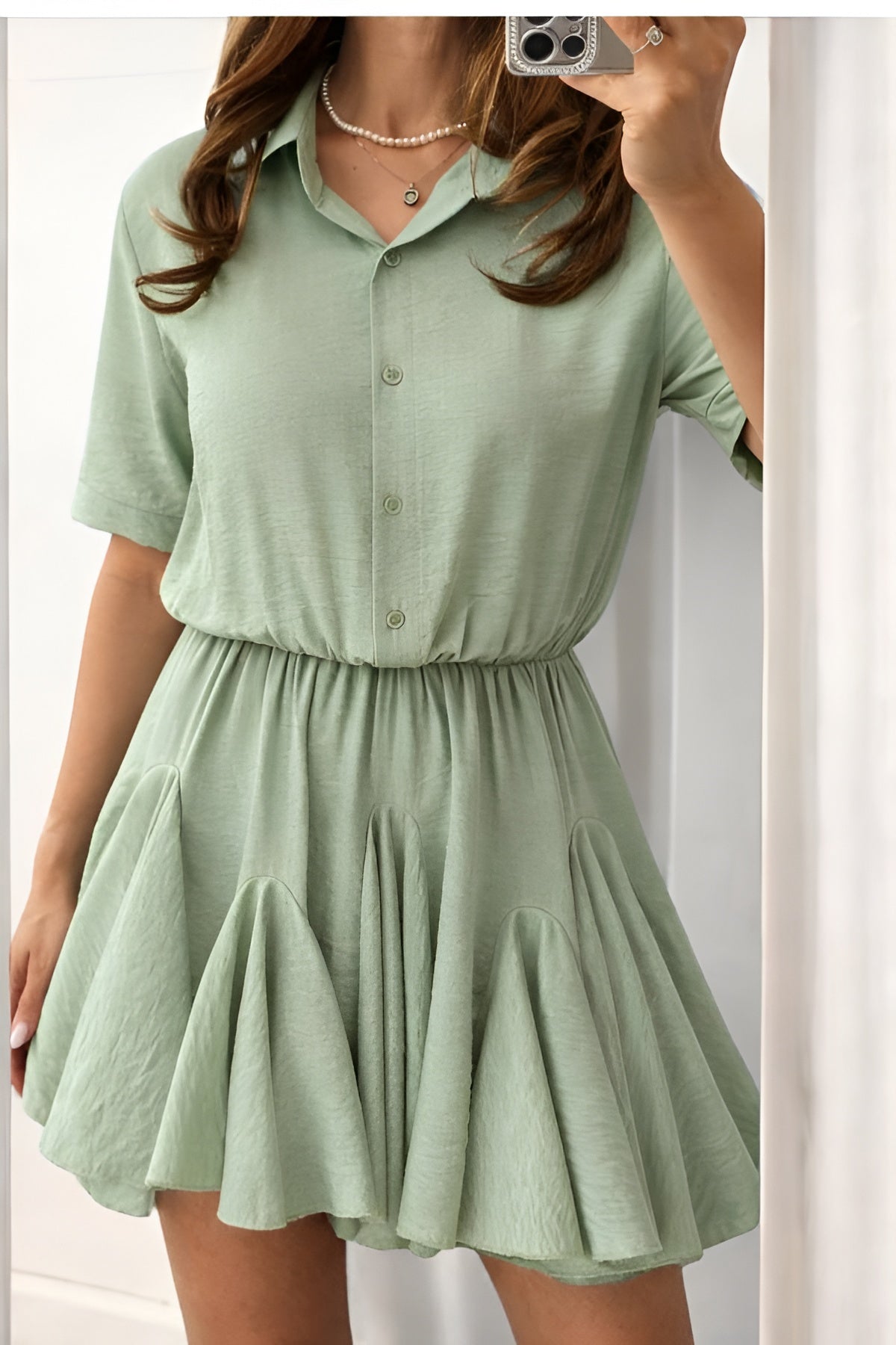 Rochie din vascoza Tiffany verde fistic