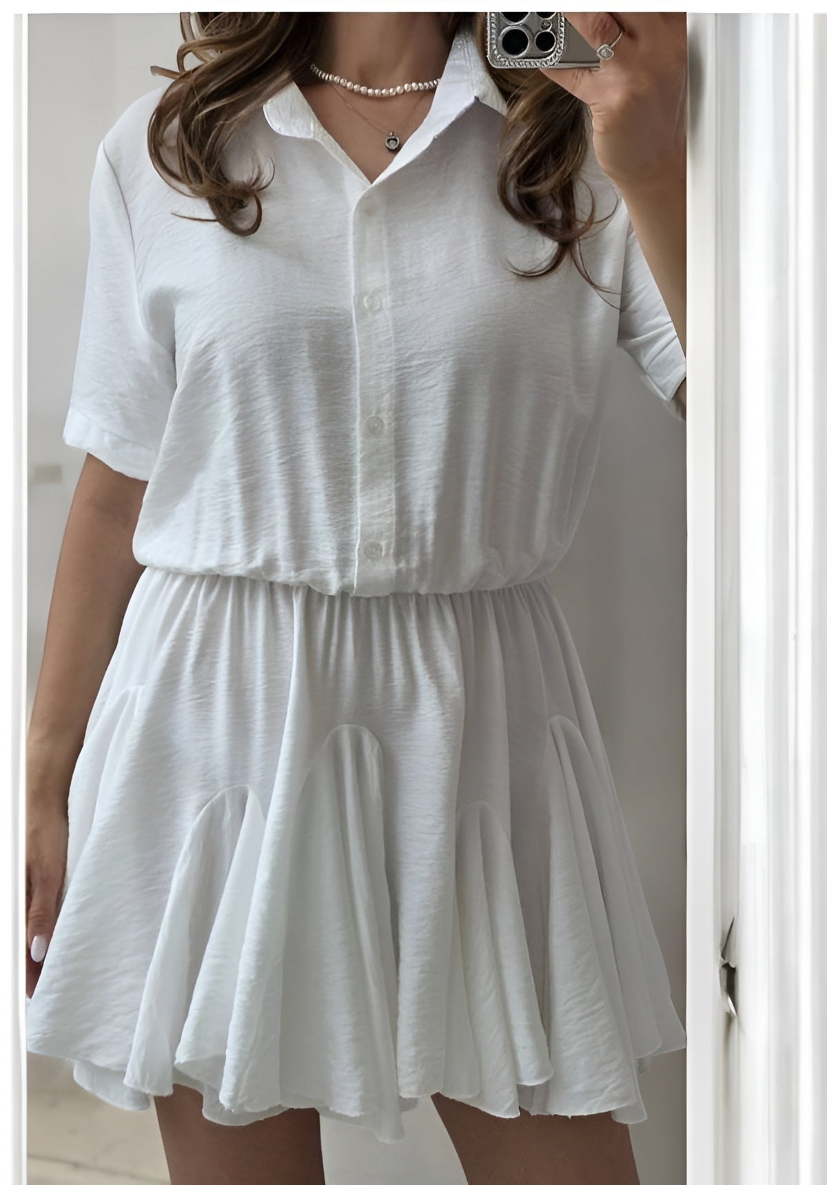 Rochie din vascoza Tiffany alb