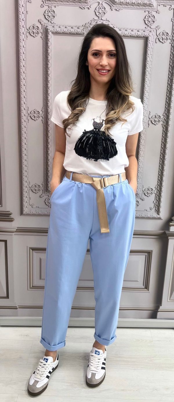 Pantaloni comozi cu talie elastică Stretchy albastru