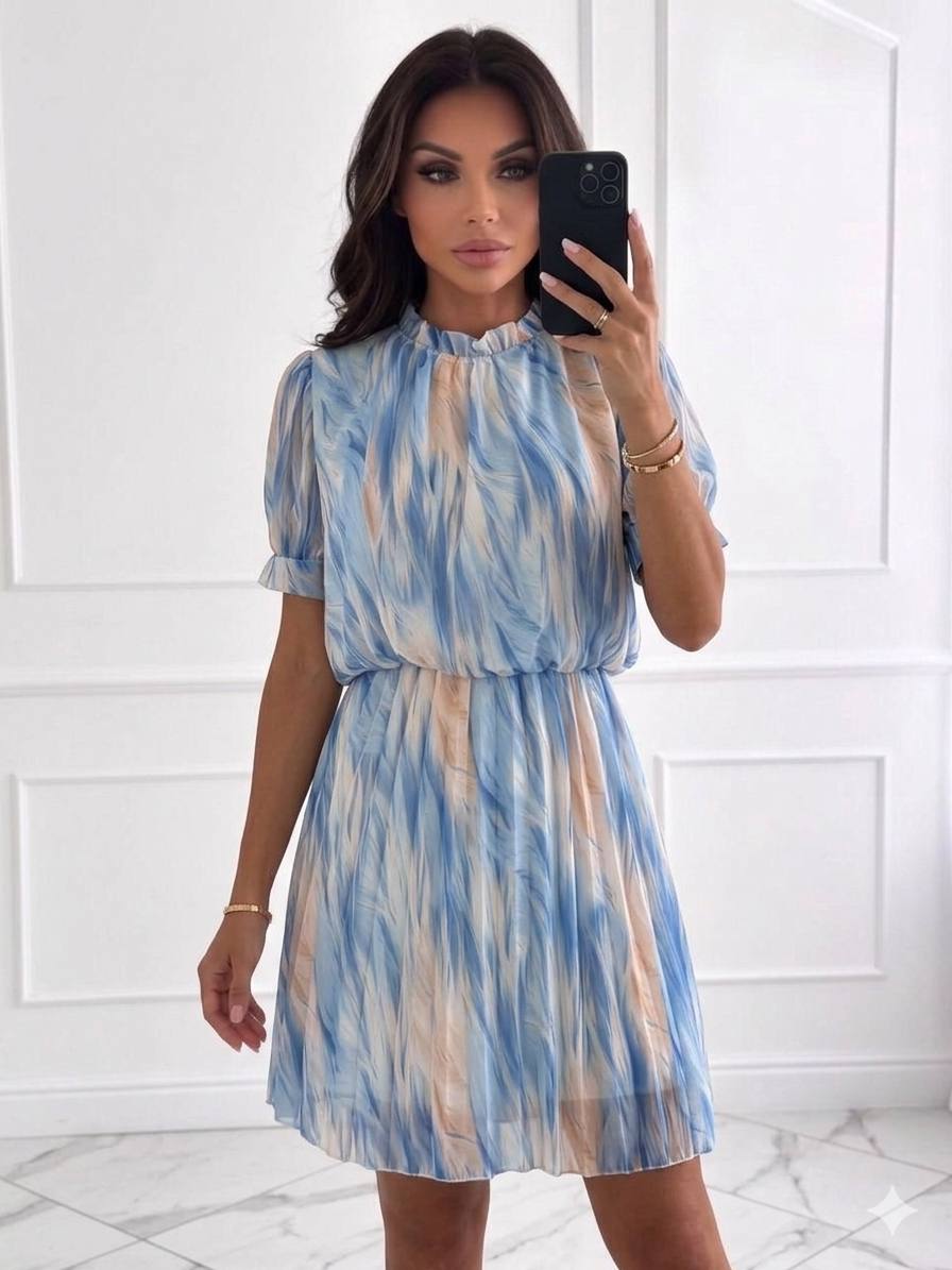 Rochie plisata Mira bleu