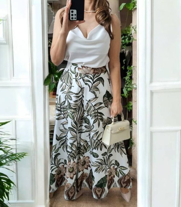 Fusta-pantalon din bumbac Lara verde