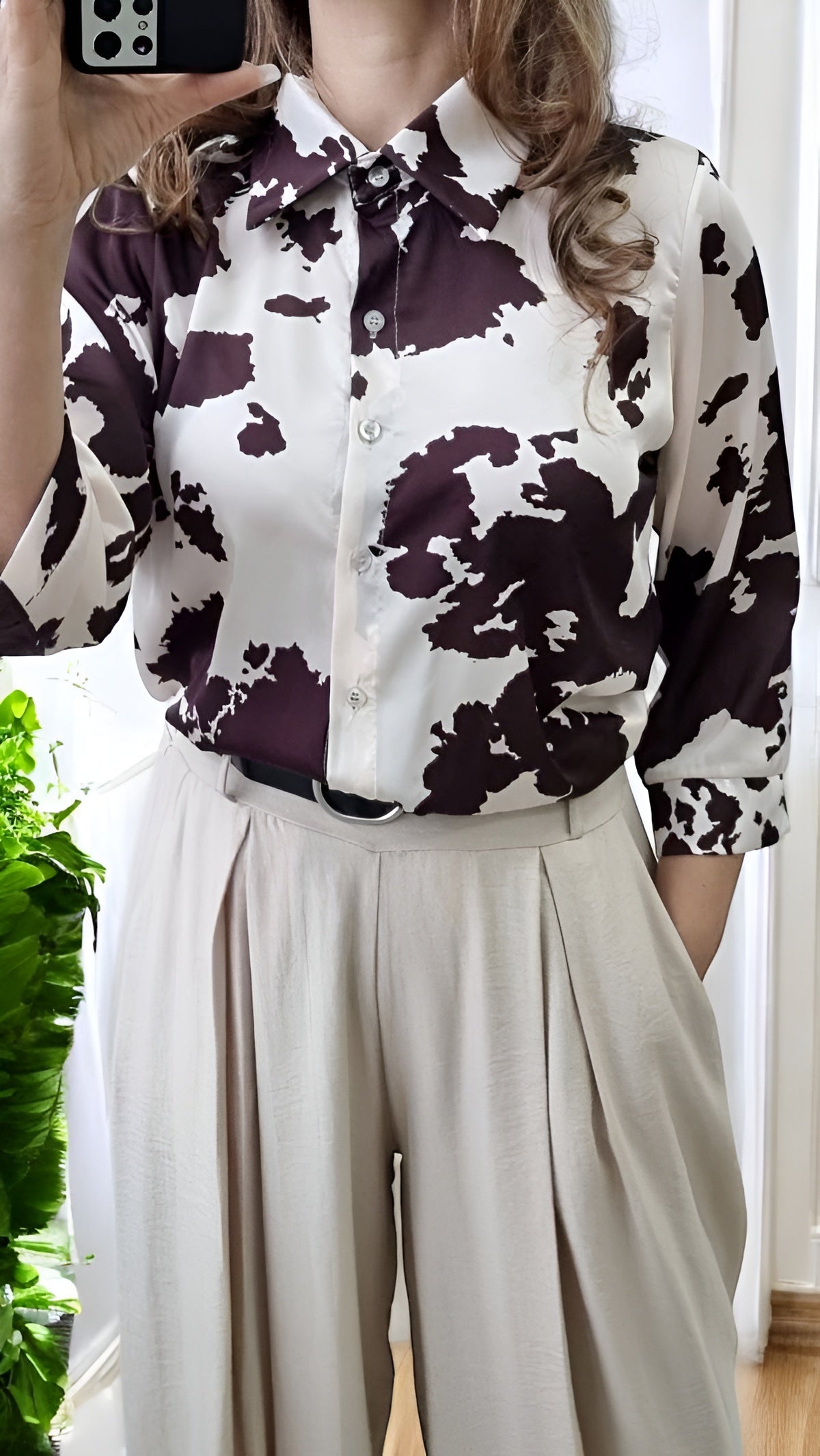 Camasa din satin cu animal print Arzu