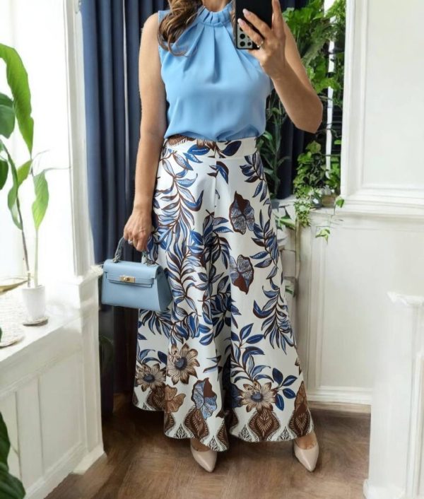 Fusta-pantalon din bumbac Lara albastru