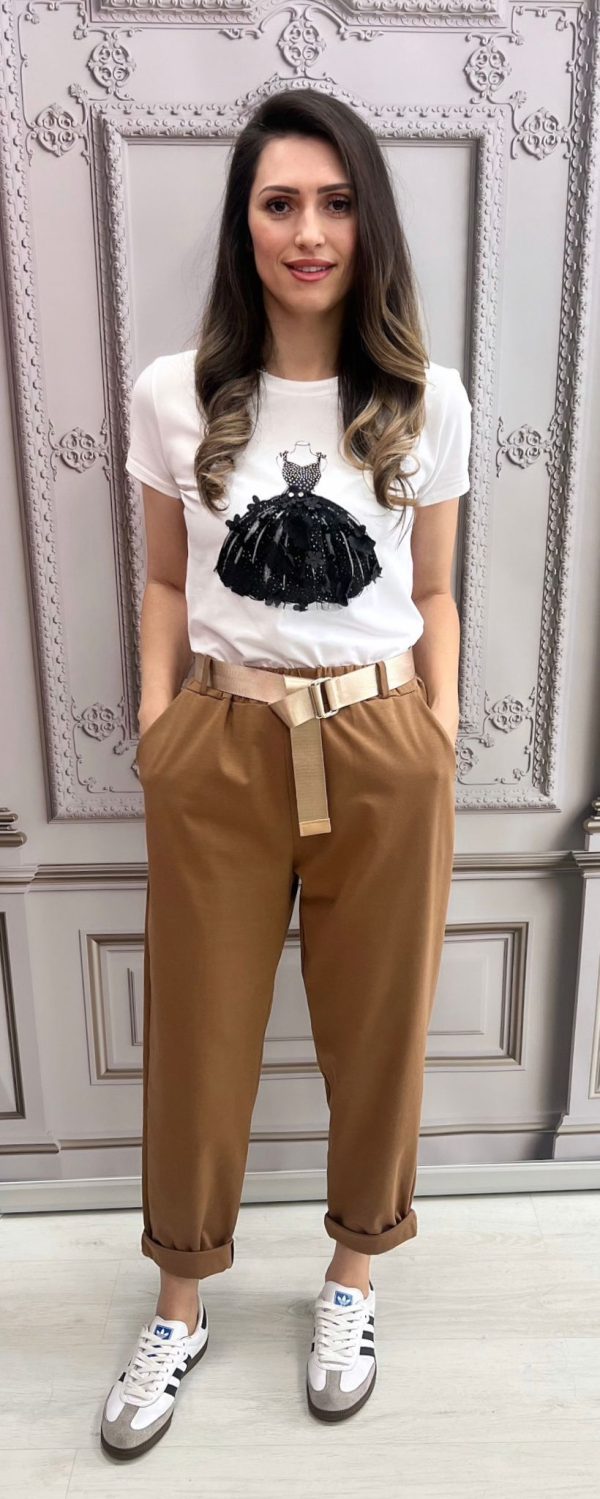 Pantaloni comozi cu talie elastică Stretchy maro