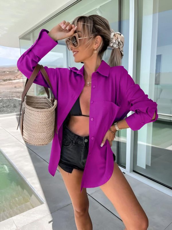 Camasa din bumbac Sunny magenta
