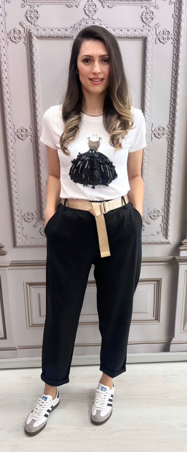 Pantaloni comozi cu talie elastică Stretchy negru
