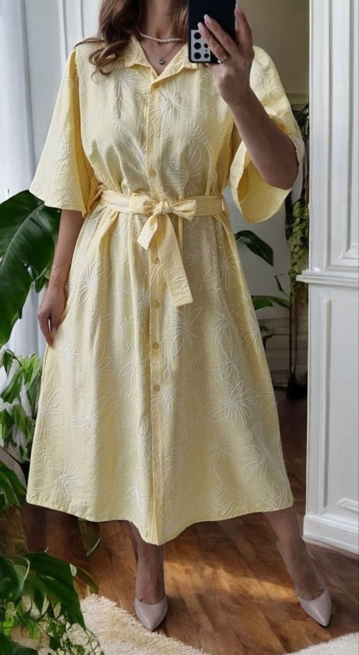 Rochie midi din vascoza Sissy galben