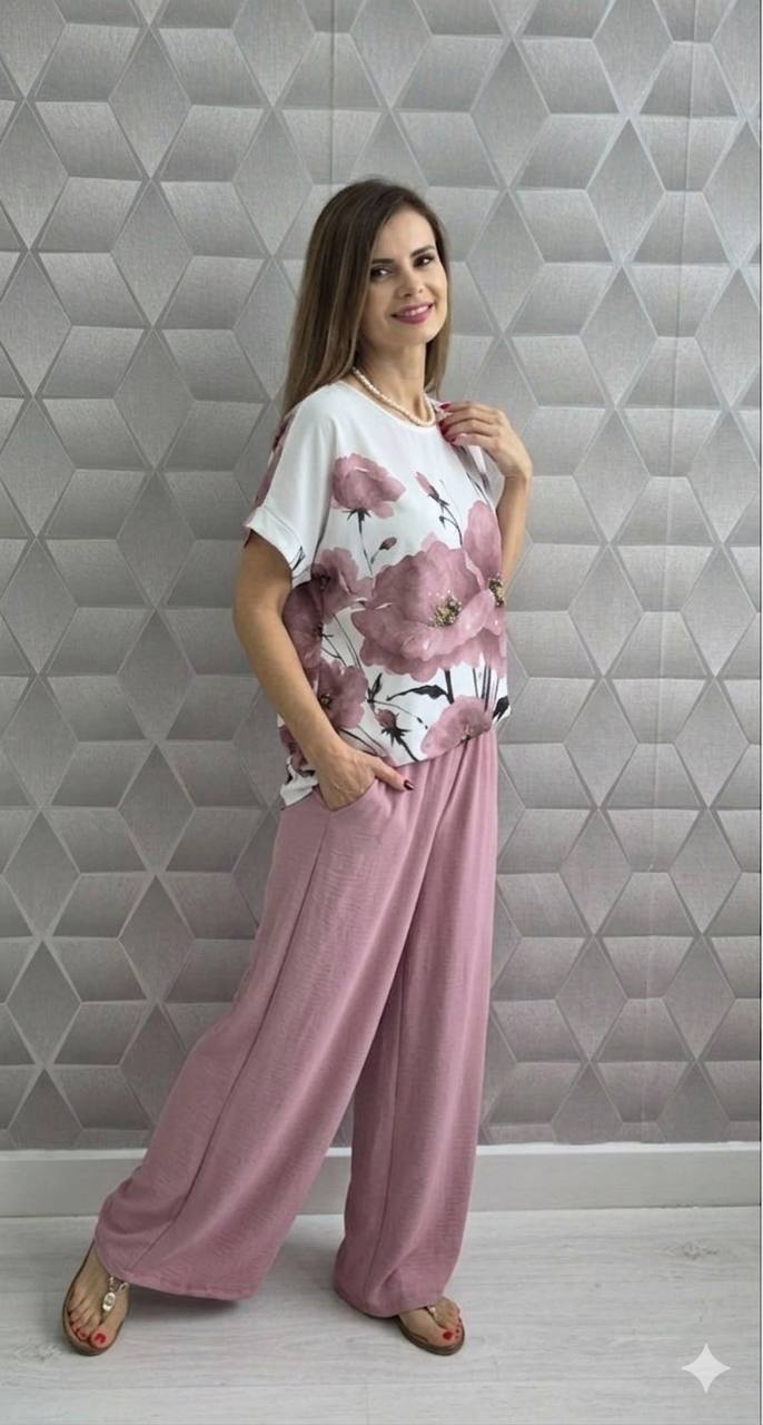 Compleu din poliester cu maci Flora roz