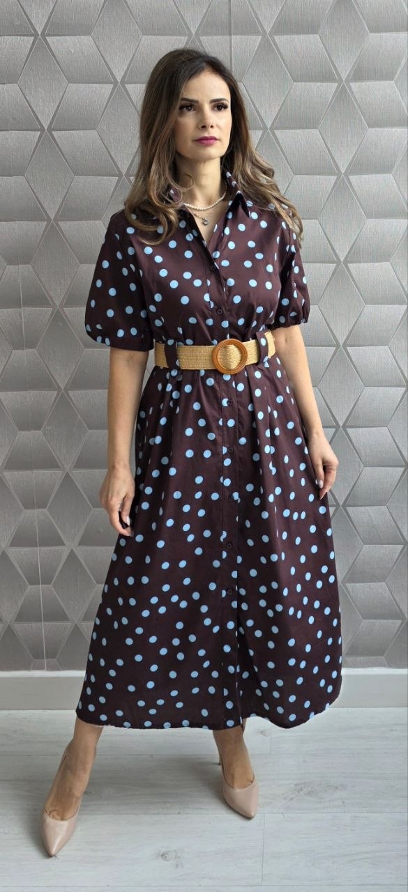 Rochie din bumbac Eleanor maro