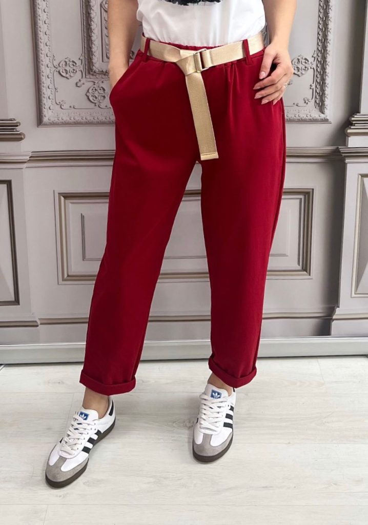 Pantaloni comozi cu talie elastică Stretchy rosu