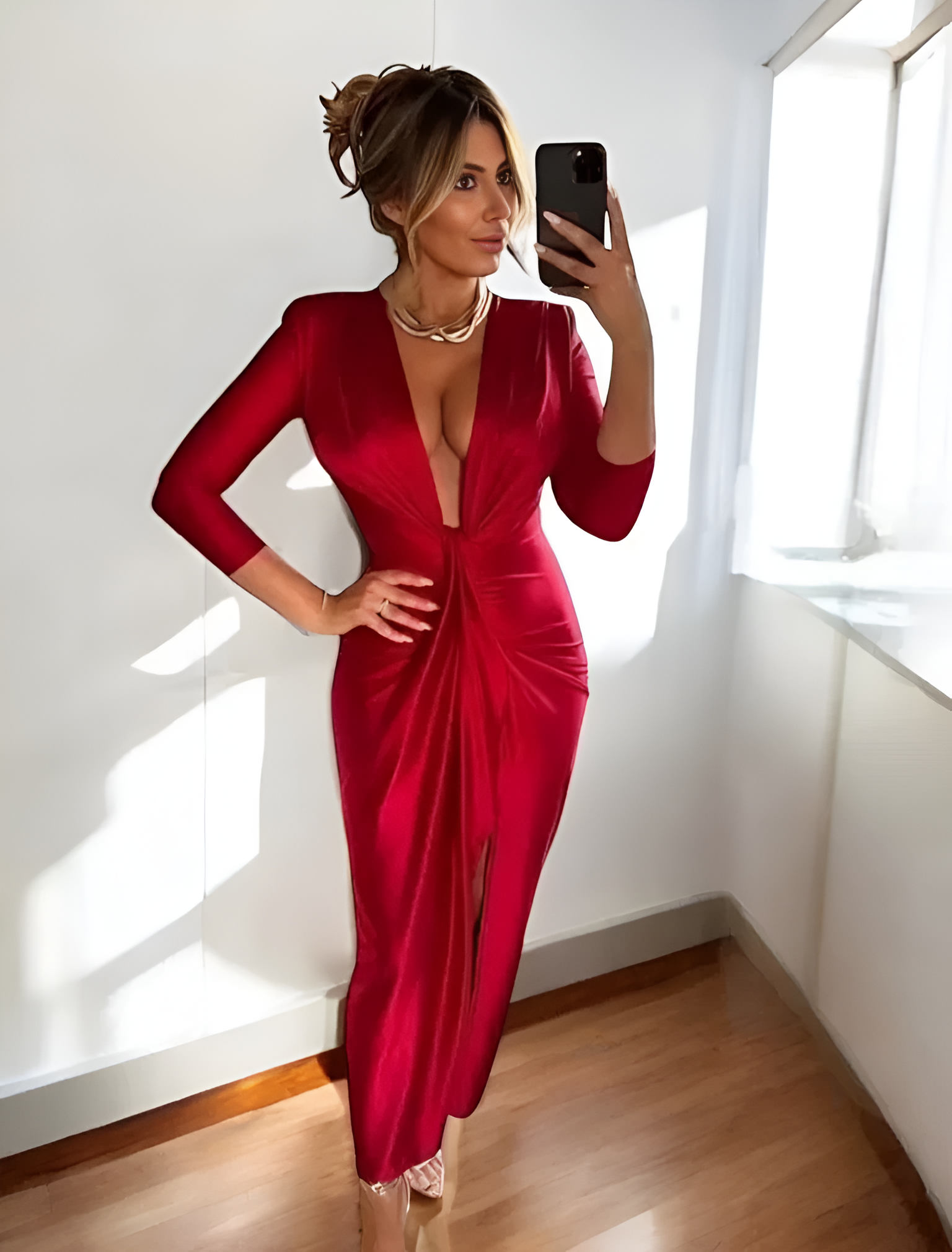 Rochie eleganta din lycra Amora rosu