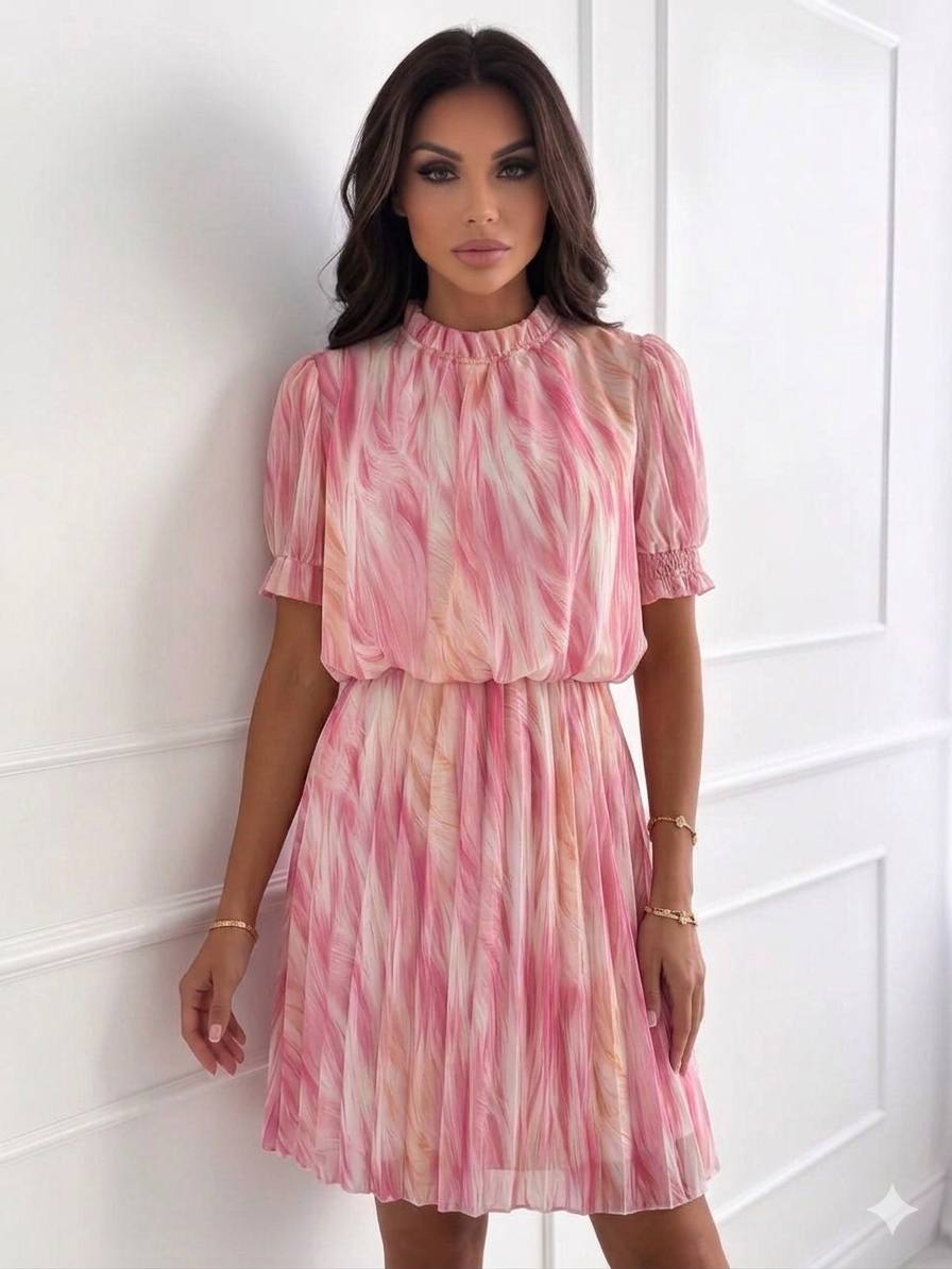 Rochie plisata Mira roz