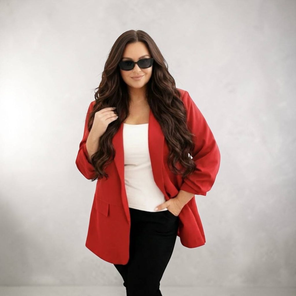 Sacou croi larg cu maneci incretite XL/XXL - S1 rosu